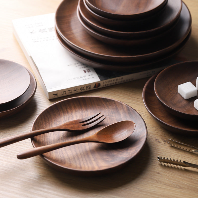 Japanese Wooden Fruit Bowl Round Wooden Plate Idea Wholesale vendor