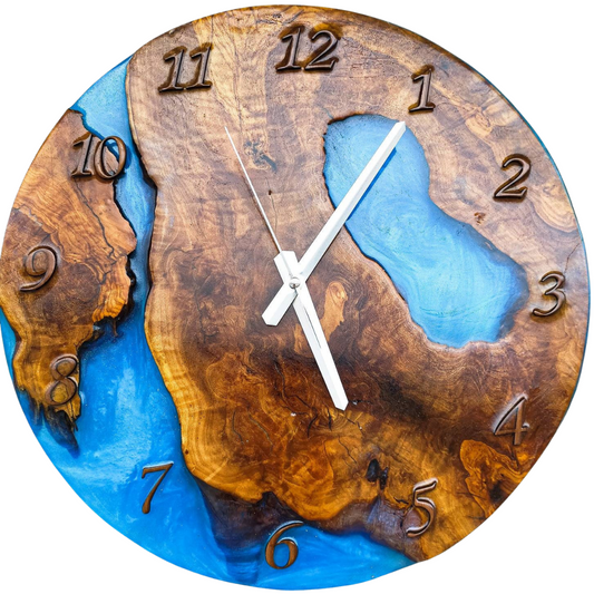 Metallic Color Epoxy & Olive Wood Wall Clock