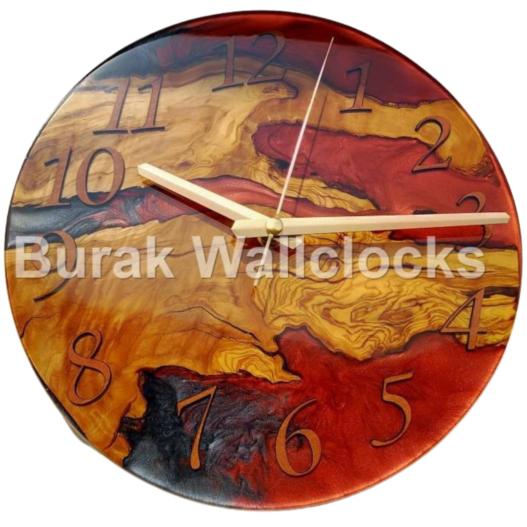 Bicolor Epoxy & Olive Wood Wall Clock