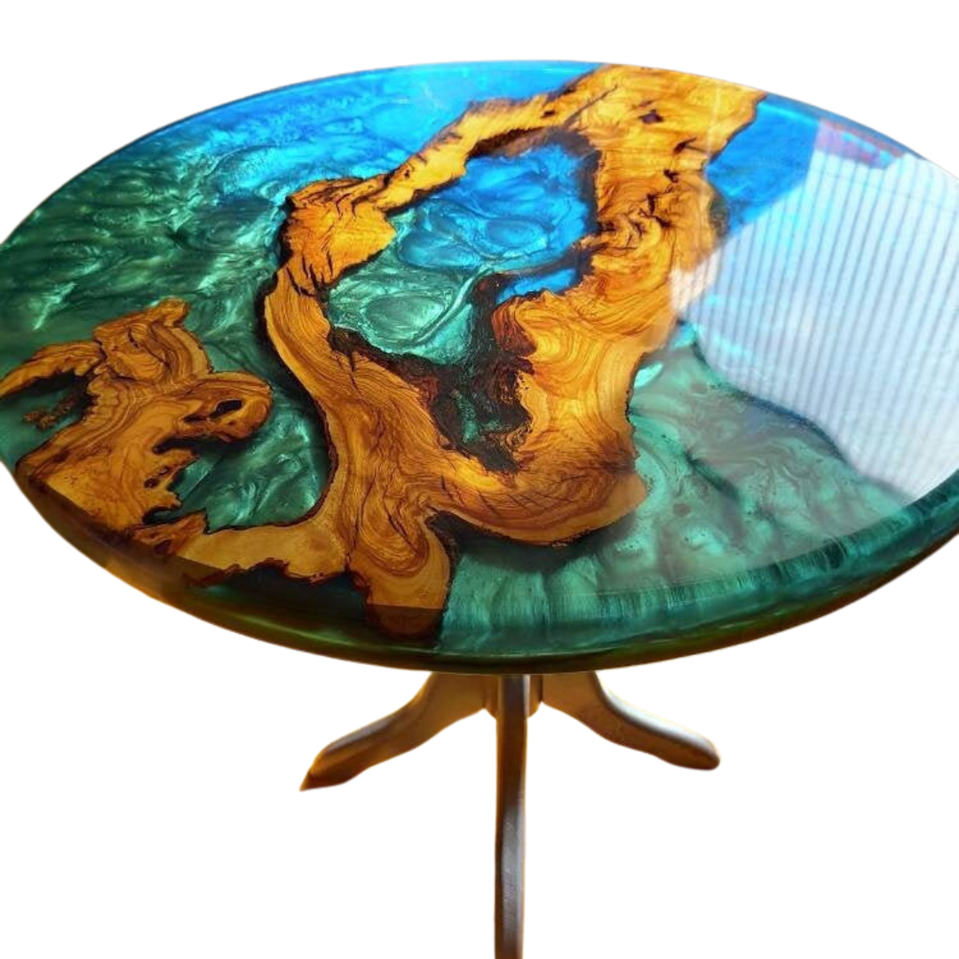 Epoxy Resin & Wood Table Top - Metallic Bicolor