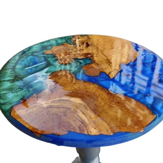 Epoxy Resin & Wood Table Top - Metallic Bicolor