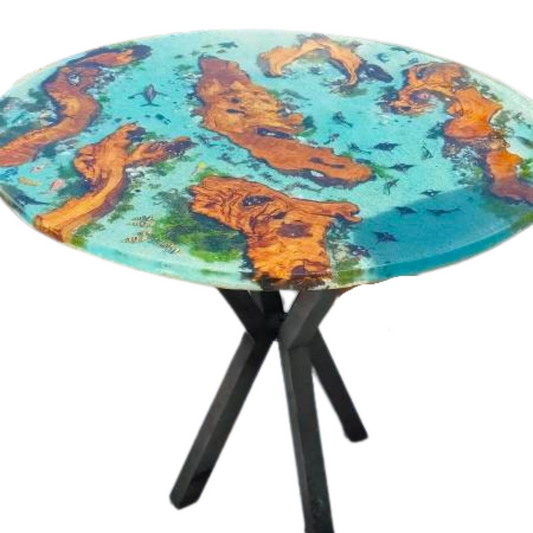 Epoxy Resin & Wood Table Top - Aquarium