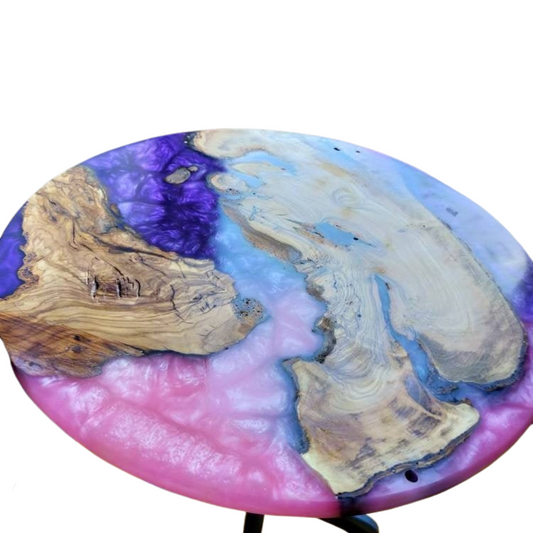 Epoxy Resin & Wood Table Top - Metallic Bicolor