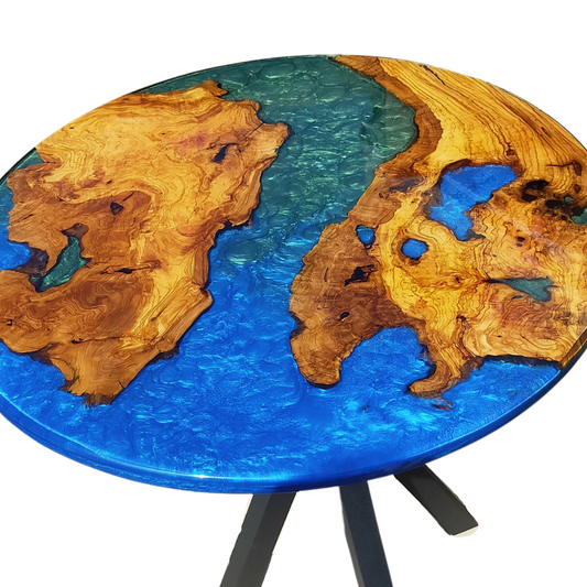 Epoxy Resin & Wood Table Top - Metallic Bicolor