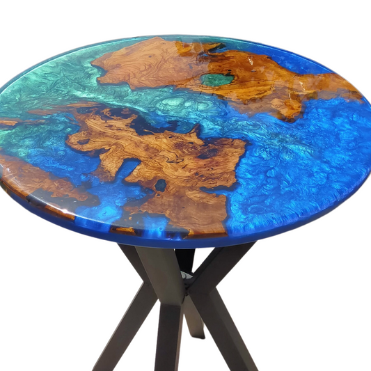 Epoxy Resin & Wood Table Top - Metallic Bicolor