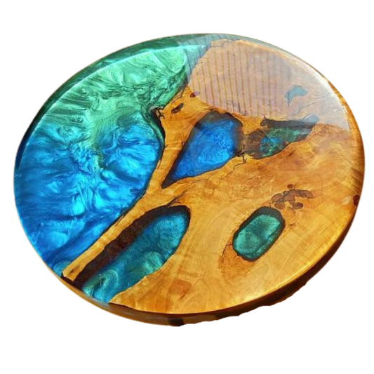 Epoxy Resin & Wood Table Top - Metallic Bicolor