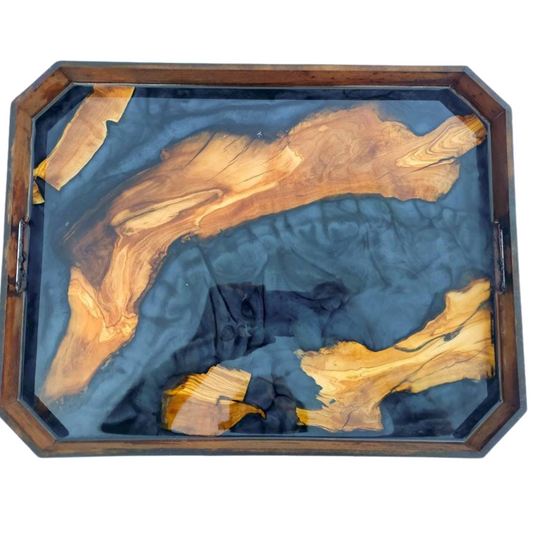 Epoxy Resin & Wood Serving Tray - Octagonal Edge Serving Tray