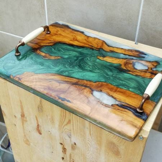 Epoxy Resin & Wood Serving Tray - No Edge Serving Tray