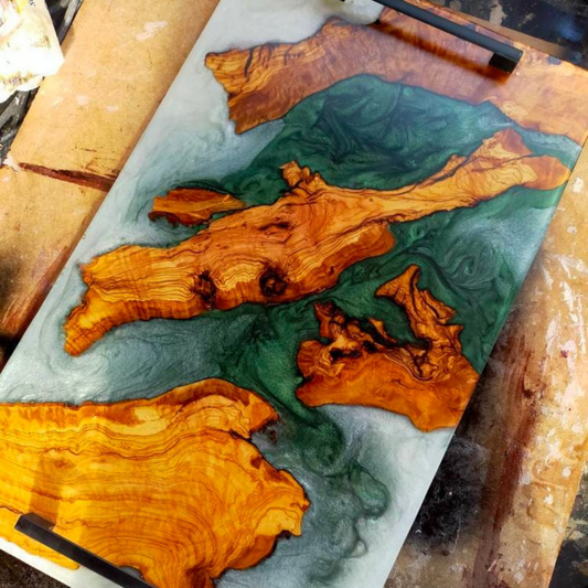 Epoxy Resin & Wood Serving Tray - No Edge Serving Tray