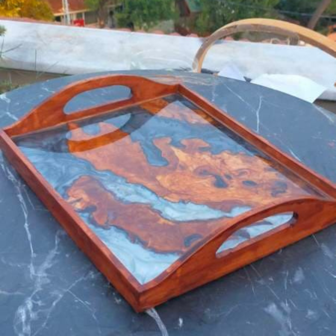 Epoxy Resin & Wood Serving Tray - Regular Edge Serving Tray