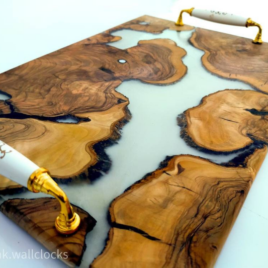 Epoxy Resin & Wood Serving Tray - No Edge Serving Tray