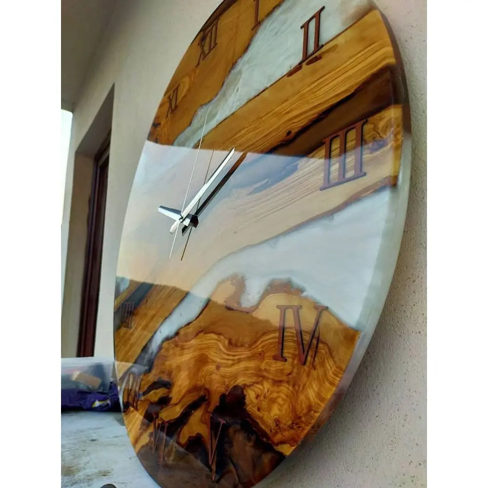 Bicolor Epoxy & Olive Wood Wall Clock Wholesale vendor