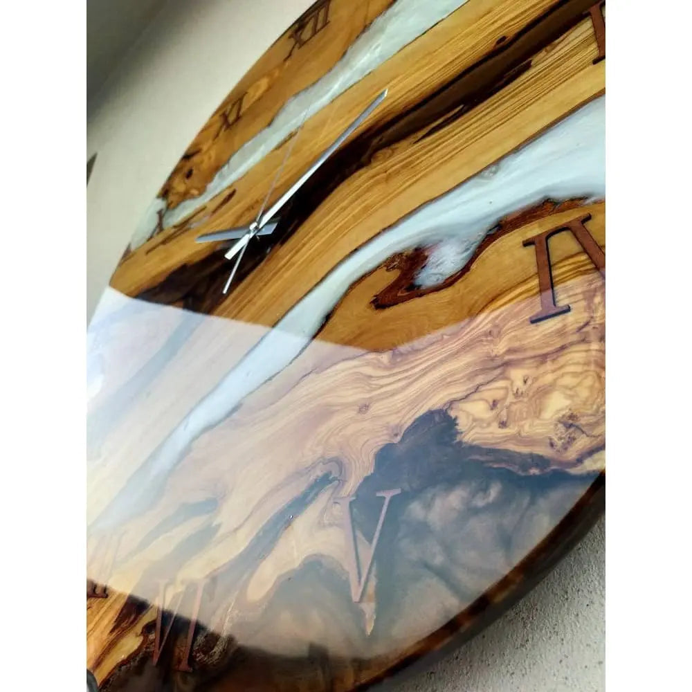 Bicolor Epoxy & Olive Wood Wall Clock Wholesale vendor