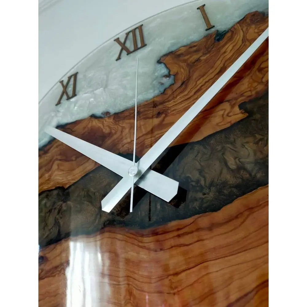 Bicolor Epoxy & Olive Wood Wall Clock