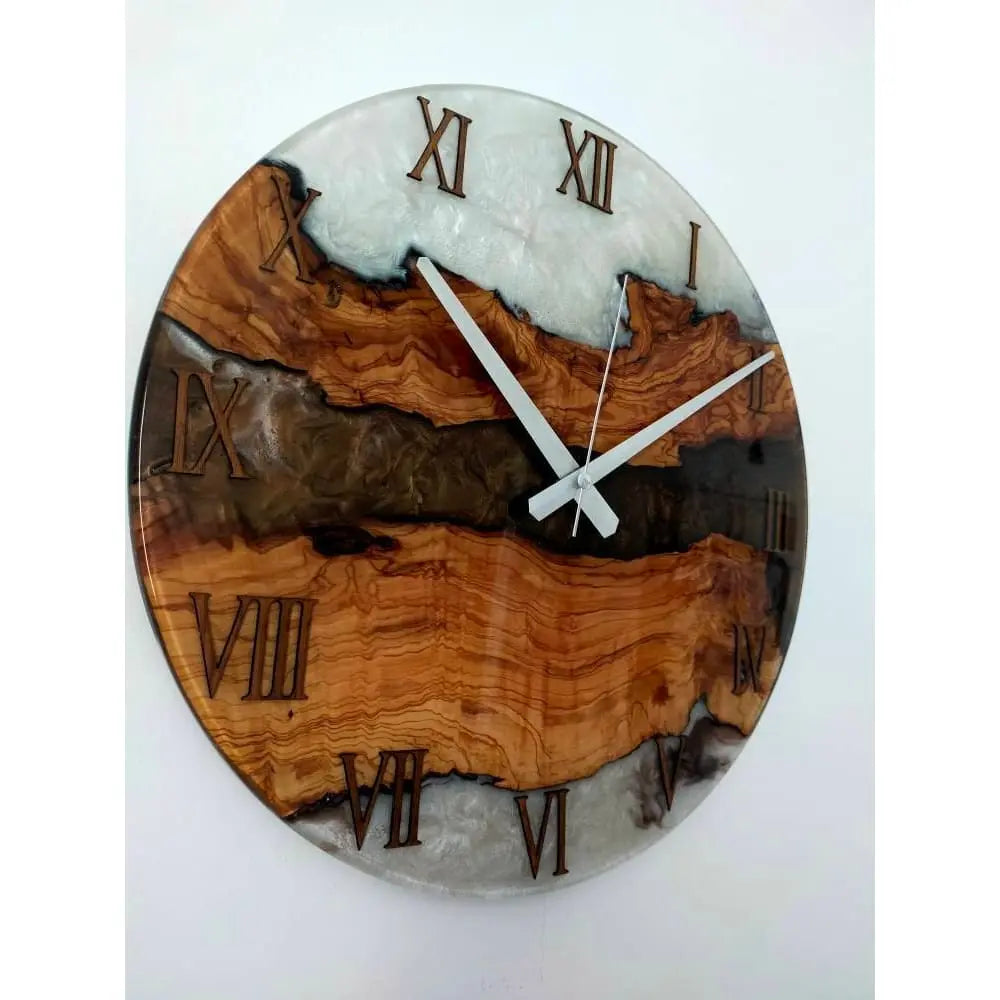 Bicolor Epoxy & Olive Wood Wall Clock