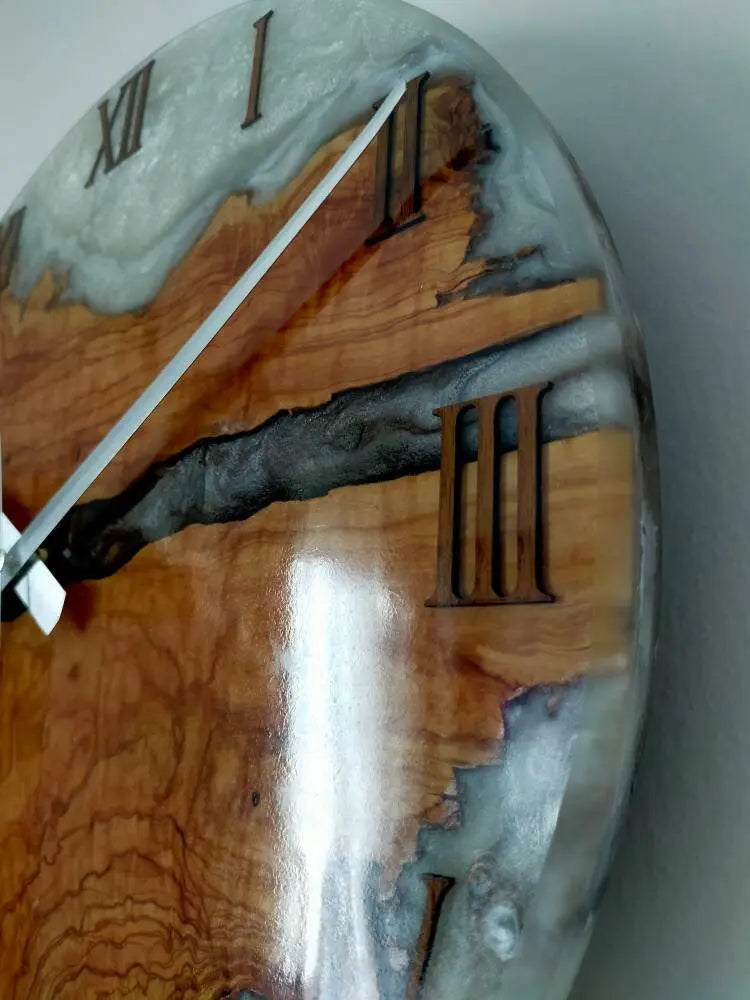 Bicolor Epoxy & Olive Wood Wall Clock
