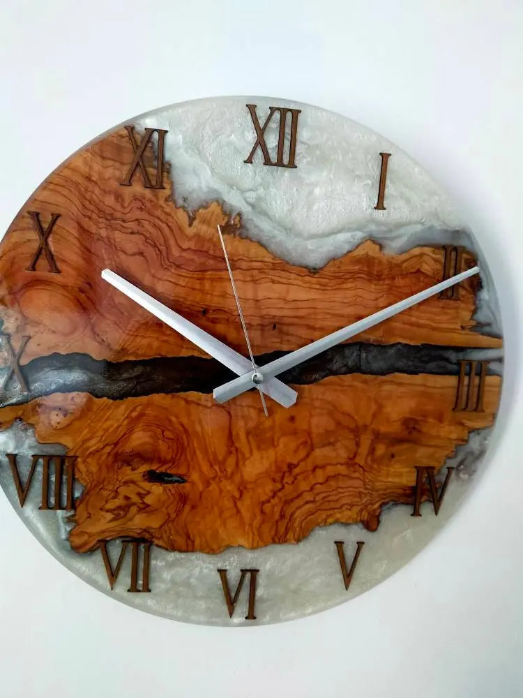 Bicolor Epoxy & Olive Wood Wall Clock