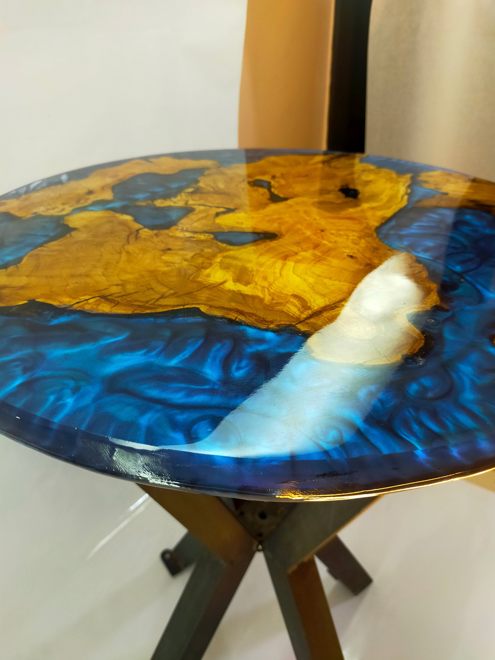 Epoxy Resin & Wood Table Top - Metallic Bicolor