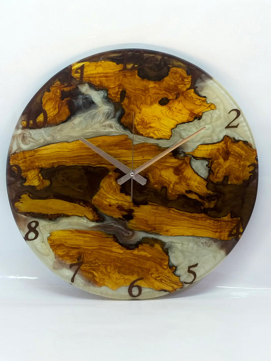 Bicolor Epoxy & Olive Wood Wall Clock ürününün kopyası