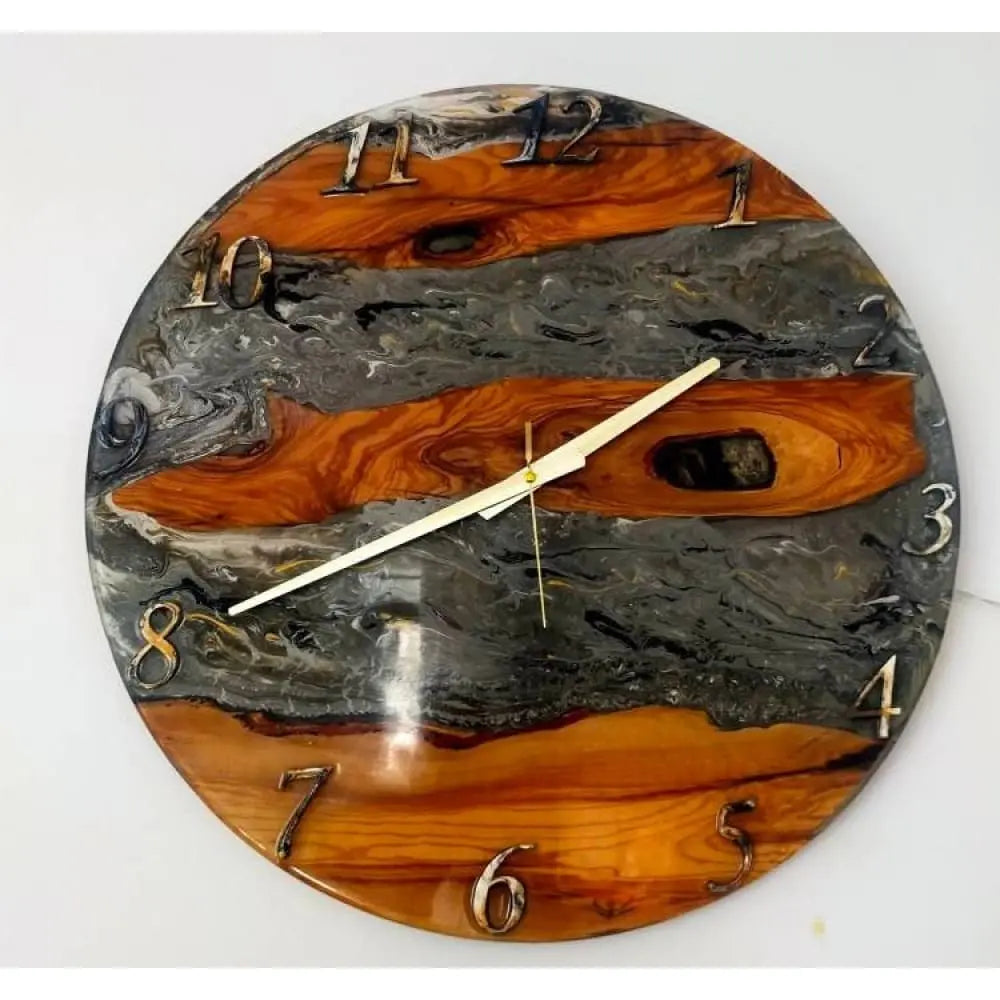 Metallic Color Epoxy & Olive Wood Wall Clock