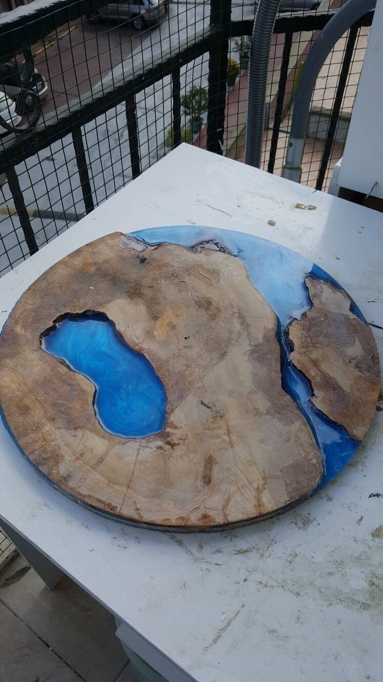 Metallic Color Epoxy & Olive Wood Wall Clock