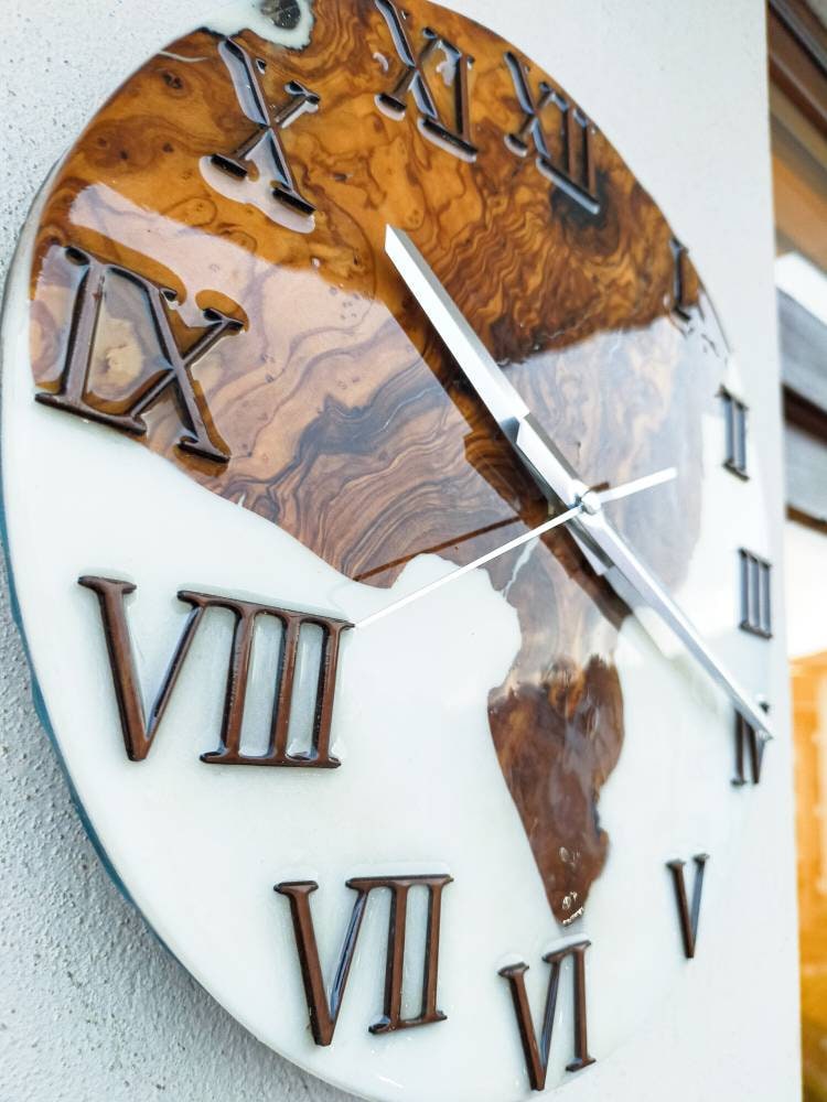 Clocks for wall, Resin Wall Clock, Wall Clock, Wood Clock, Wood Decor, Wooden Clock, Large wall clock, Large wall clock