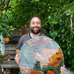 Metallic Color Epoxy & Olive Wood Wall Clock