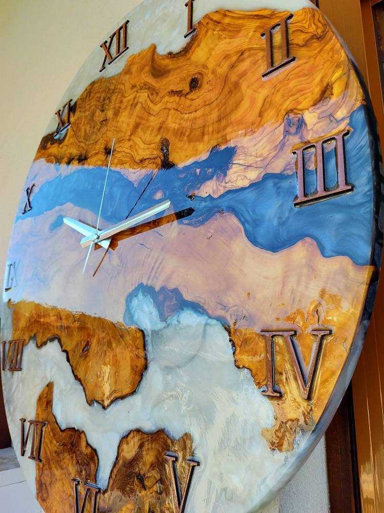Bicolor Epoxy & Olive Wood Wall Clock