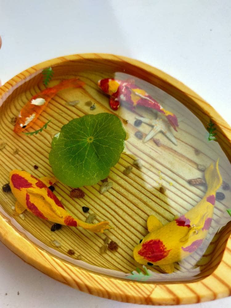 Koifish in resin, gift for friend, Aquarium Look 3D Resin, Housewarming gift