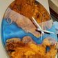 Metallic Color Epoxy & Olive Wood Wall Clock