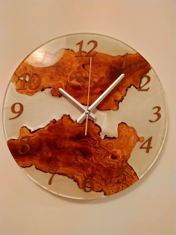 Metallic Color Epoxy & Olive Wood Wall Clock