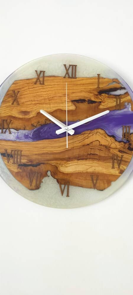 Bicolor Epoxy & Olive Wood Wall Clock