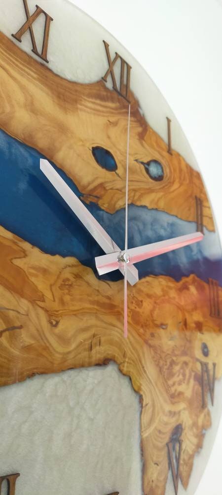 Bicolor Epoxy & Olive Wood Wall Clock