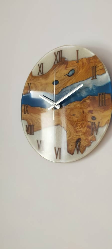 Bicolor Epoxy & Olive Wood Wall Clock