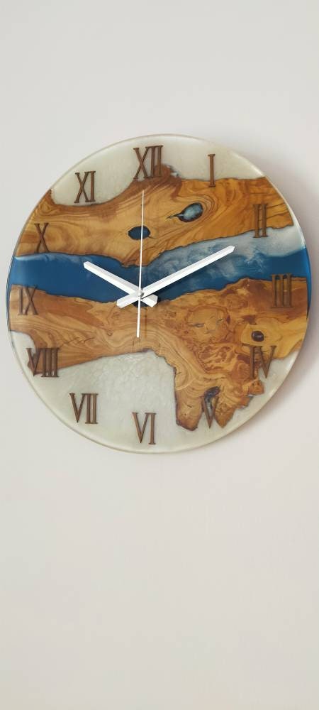 Bicolor Epoxy & Olive Wood Wall Clock