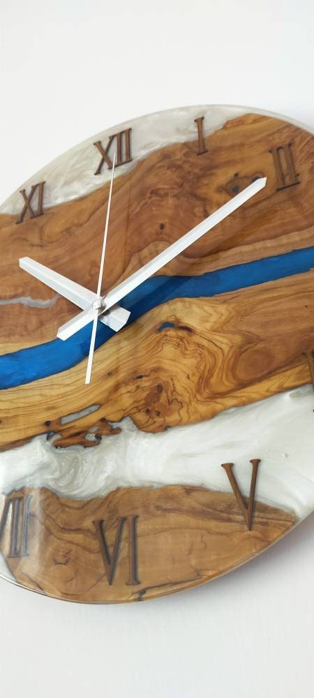 Bicolor Epoxy & Olive Wood Wall Clock