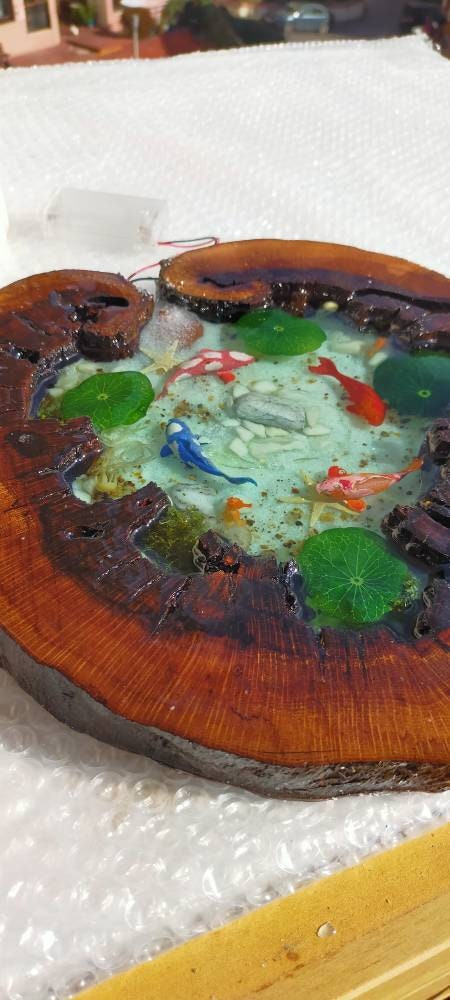 Koifish in resin, gift for friend, Aquarium Look 3D fish pond, Housewarming gift
