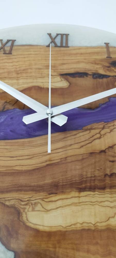 Bicolor Epoxy & Olive Wood Wall Clock