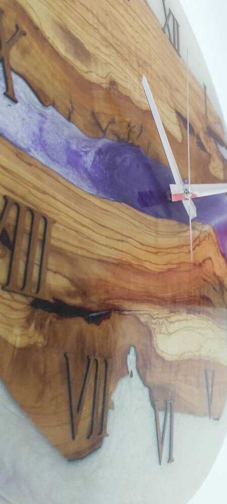 Bicolor Epoxy & Olive Wood Wall Clock