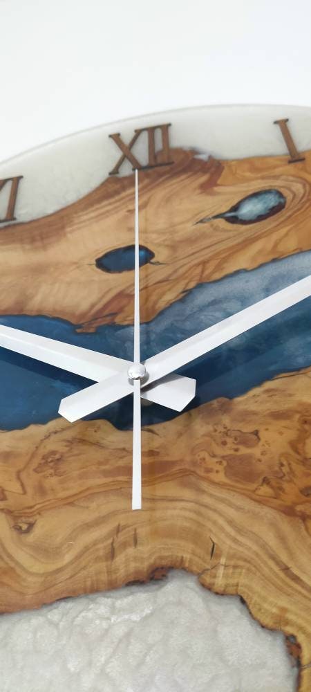 Bicolor Epoxy & Olive Wood Wall Clock