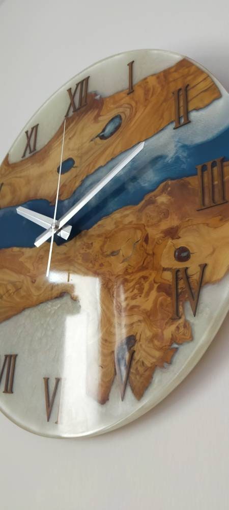 Bicolor Epoxy & Olive Wood Wall Clock