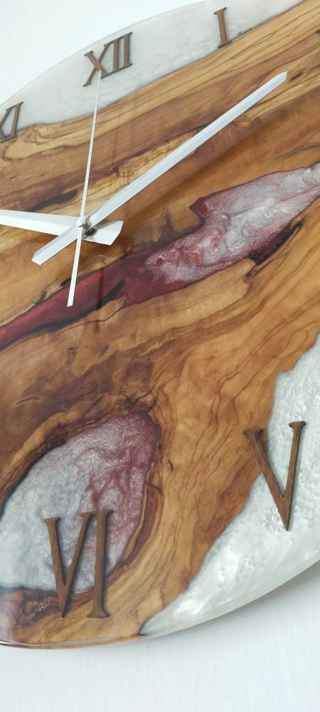 Bicolor Epoxy & Olive Wood Wall Clock