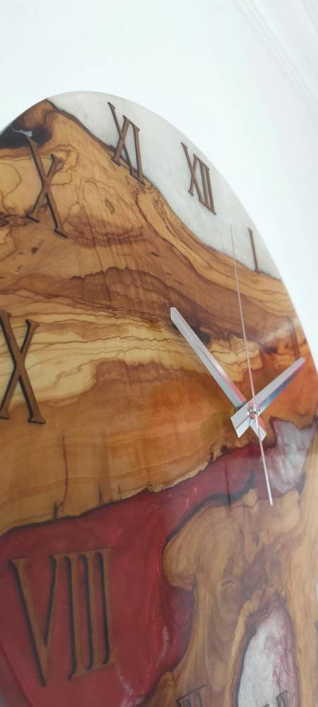 Bicolor Epoxy & Olive Wood Wall Clock