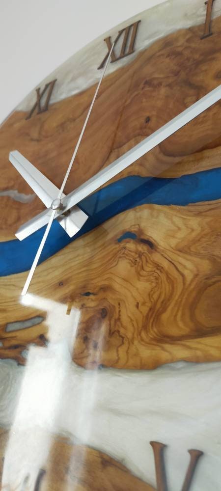 Bicolor Epoxy & Olive Wood Wall Clock