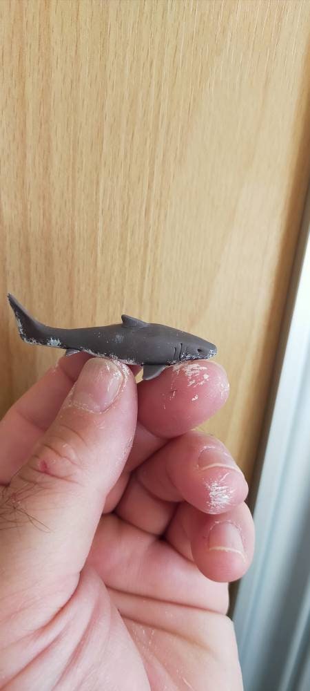 Polymer clay shark, fish for fish pond