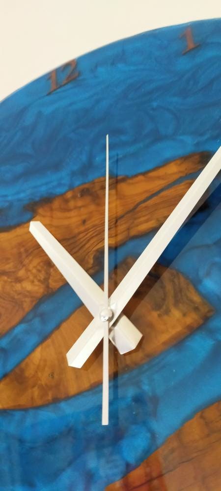 Metallic Color Epoxy & Olive Wood Wall Clock