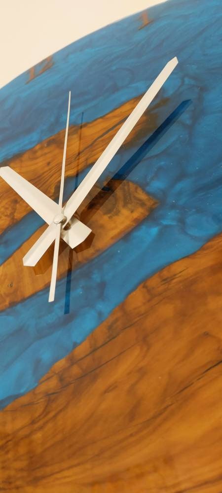 Metallic Color Epoxy & Olive Wood Wall Clock