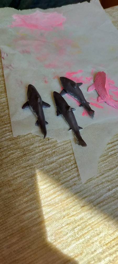 Polymer clay shark, fish for fish pond