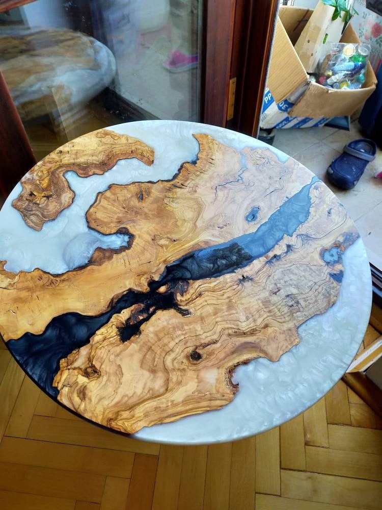 Epoxy Resin & Wood Table Top - Metallic Bicolor