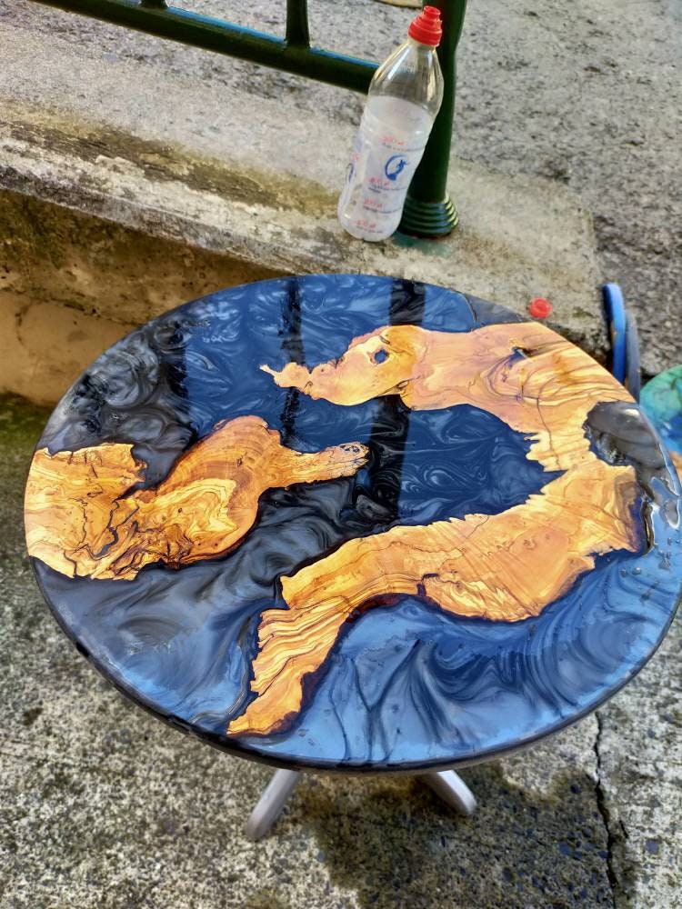 Epoxy Resin & Wood Table Top - Metallic